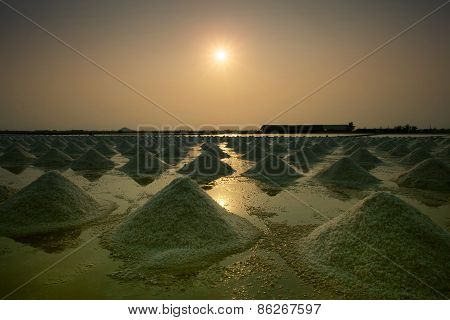 Heap Of Sea Salt In Original Salt Produce Farm Make From Natural Ocean Salty Water Preparing For Las