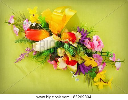 floral arrangement on a yellow background