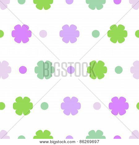 Seamless Pattern Or Texture With Colorful Polka Dots And Flowers