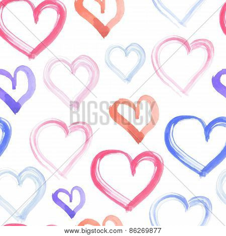 Purple And Pink Heart, Watercolor Element For Design