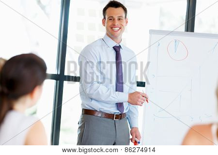 Businessman doing a presentaion in front of his collegues