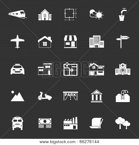Real Estate Icons On Gray Background