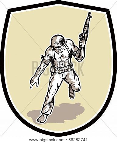 American Soldier Serviceman  Rifle Cartoon