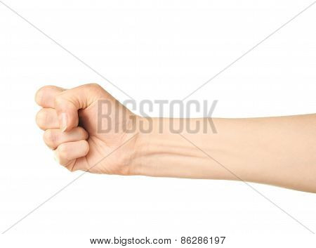 Female caucasian hand gesture isolated