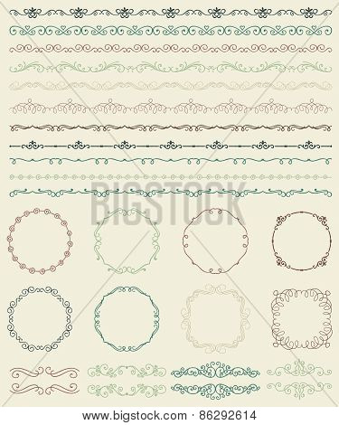 Hand Sketched Borders and Frames, Dividers, Swirls