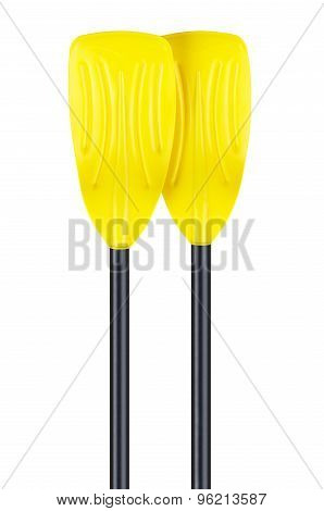 Two Yellow Paddles Isolated On White