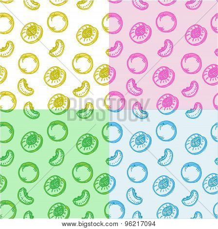 Colored peach seamless patterns