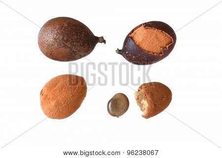 Stages Of Guapaque Fruit On White Background