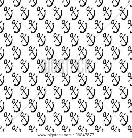 Seamless Anchor Motif Pattern On White