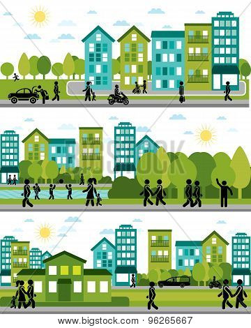 Three City Life Scenes