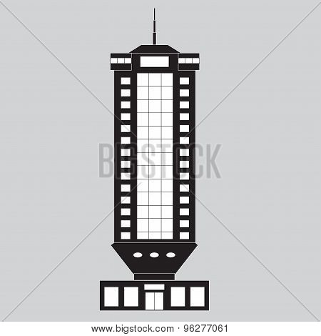 Building or Skyscraper. Black silhouette. Vector illustration.