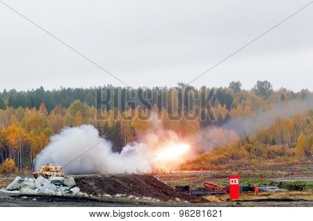 Rocket launch by TOS-1A system