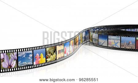Filmstrip with pictures isolated on white background