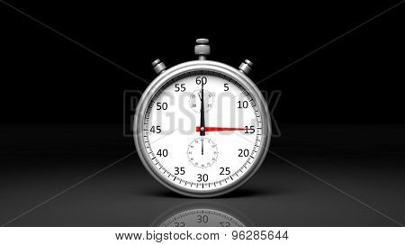 Silver clock chronometer, isolated on black background