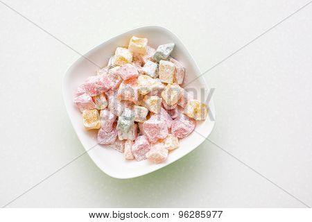 Multicoloured Turkish delight lukum with delicious flavor