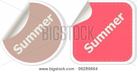 Word Summer Concept On Button. Banner, Web Button Or Message For Online Web Site, Presentation Or Ap