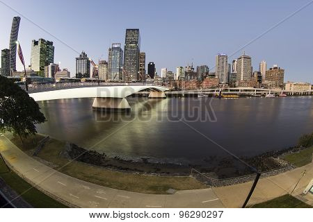 Brisbane Cityscape and Victoria bridge at twilight