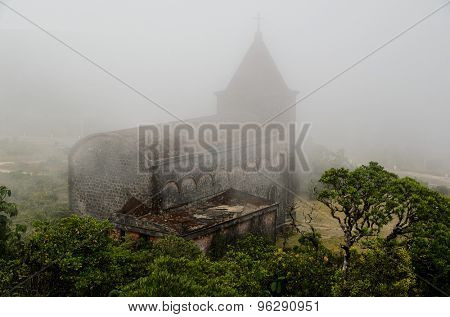 Abandoned christian church on top of Bokor mountain in Preah Monivong national park, Kampot, Cambodia