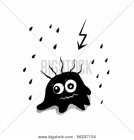 black and white drawing blots shocked rain and lightning