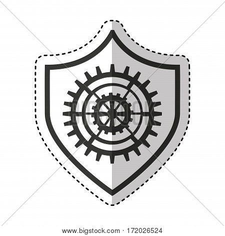 shield security with gear isolated icon vector illustration design