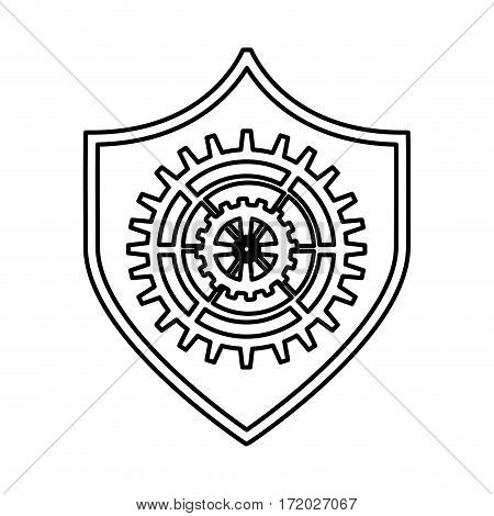 shield security with gear isolated icon vector illustration design