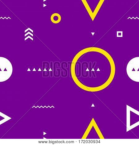 Seamless geometric pattern with graphic triangles and square shapes.