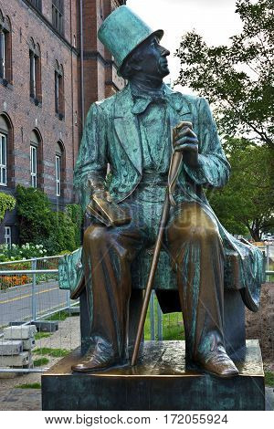 Copenhagen, Denmark - April 19, 2017:Hans Christian Andersen statue in Copenhagen, Denmark. Danish author and poet best remembered for his fairy tales.