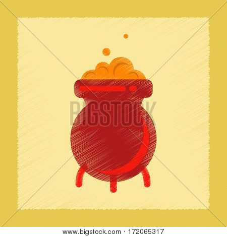 flat shading style icon of cauldron witches potion