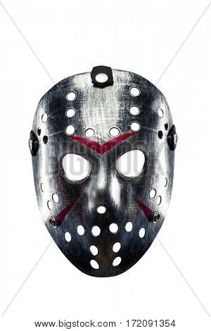 Hockey mask of serial killer isolated on white