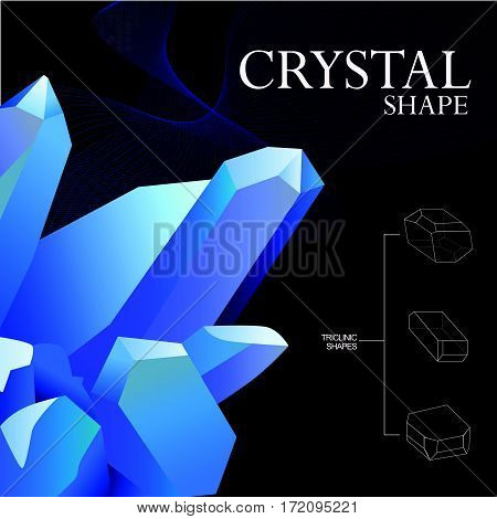 crystals polygon style symmetry illustration vector set