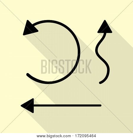 Simple set to Interface Arrows Black icon with flat style shadow path on cream background.