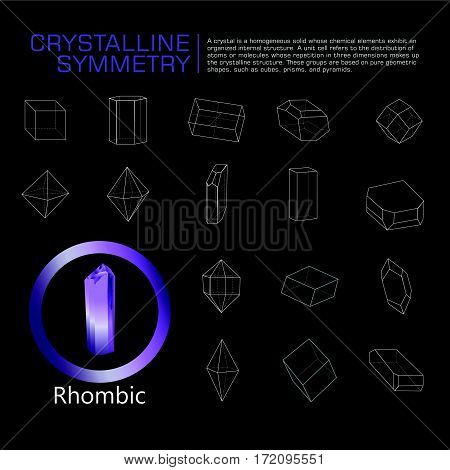 crystals polygon style symmetry illustration vector set