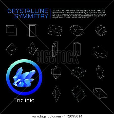 crystals polygon style symmetry illustration vector set