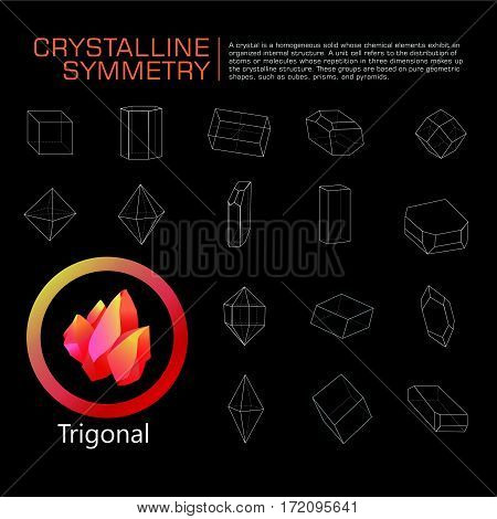crystals polygon style symmetry illustration vector set