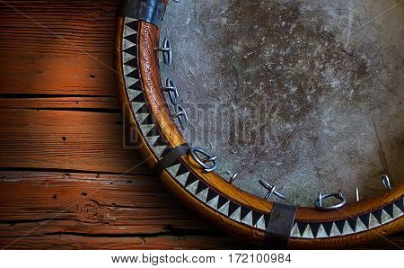Central Asian Tambourine. Uzbek Doira. The Traditional Uzbek Musical Instrument Doira