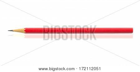 Red pencil isolated on white background .