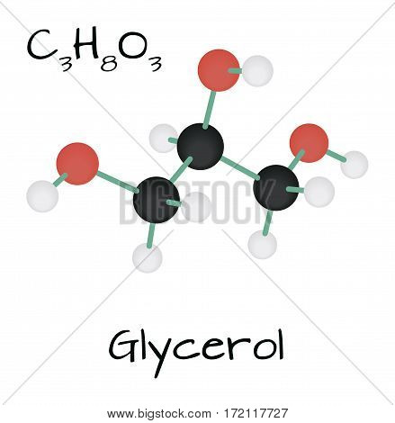 molecule C3H8O3 Glycerol isolated on white in vector