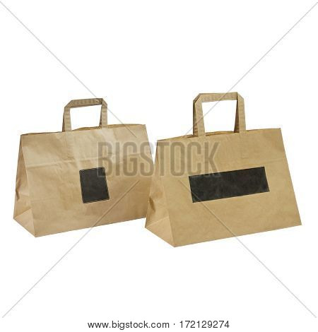 Brown Kraft Paper Bag Isolated On White Background. Gift Bag. Clipping Path