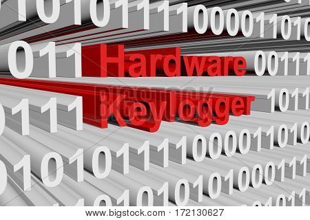 hardware keylogger in the form of binary code, 3D illustration