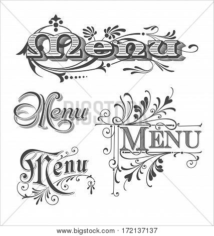 Set of Menu headlines. Set of typographic Menu headlines.