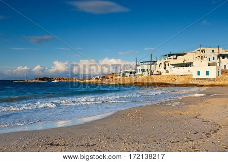 View of the Stavros village on Donoussa island from the beach.