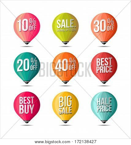 Set of Sale Stickers Fine Colors. Promotional.