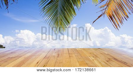 Blue sky with cloud closeup as background with wooden
