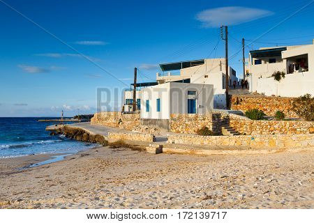 View of the Stavros village on Donoussa island from the beach.