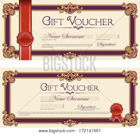 Gift Vouchers with Ornaments. Set of Two Vintage Gift Vouchers.