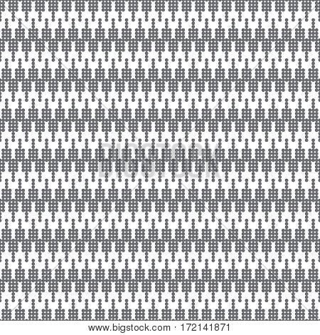 Seamless pattern. Abstract small textured background. Monochrome classical texture with small dots. Regularly repeating geometric ornament with dotted waves zigzags. Wrapping paper surface
