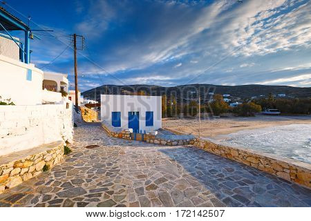 View of the Stavros village and a beach on Donoussa island.