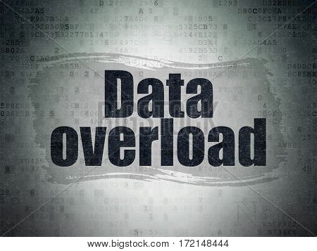 Information concept: Painted black text Data Overload on Digital Data Paper background with   Tag Cloud
