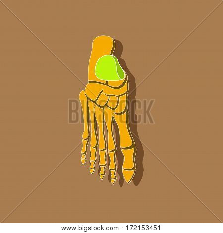 foot skeleton paper sticker on stylish background