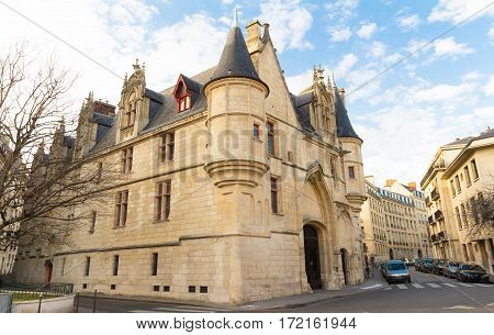 The Hotel de Sens Paris France is in between late Gothic and early Renaissance style and now houses the Forney art library.It was built between 1475 and 1507.